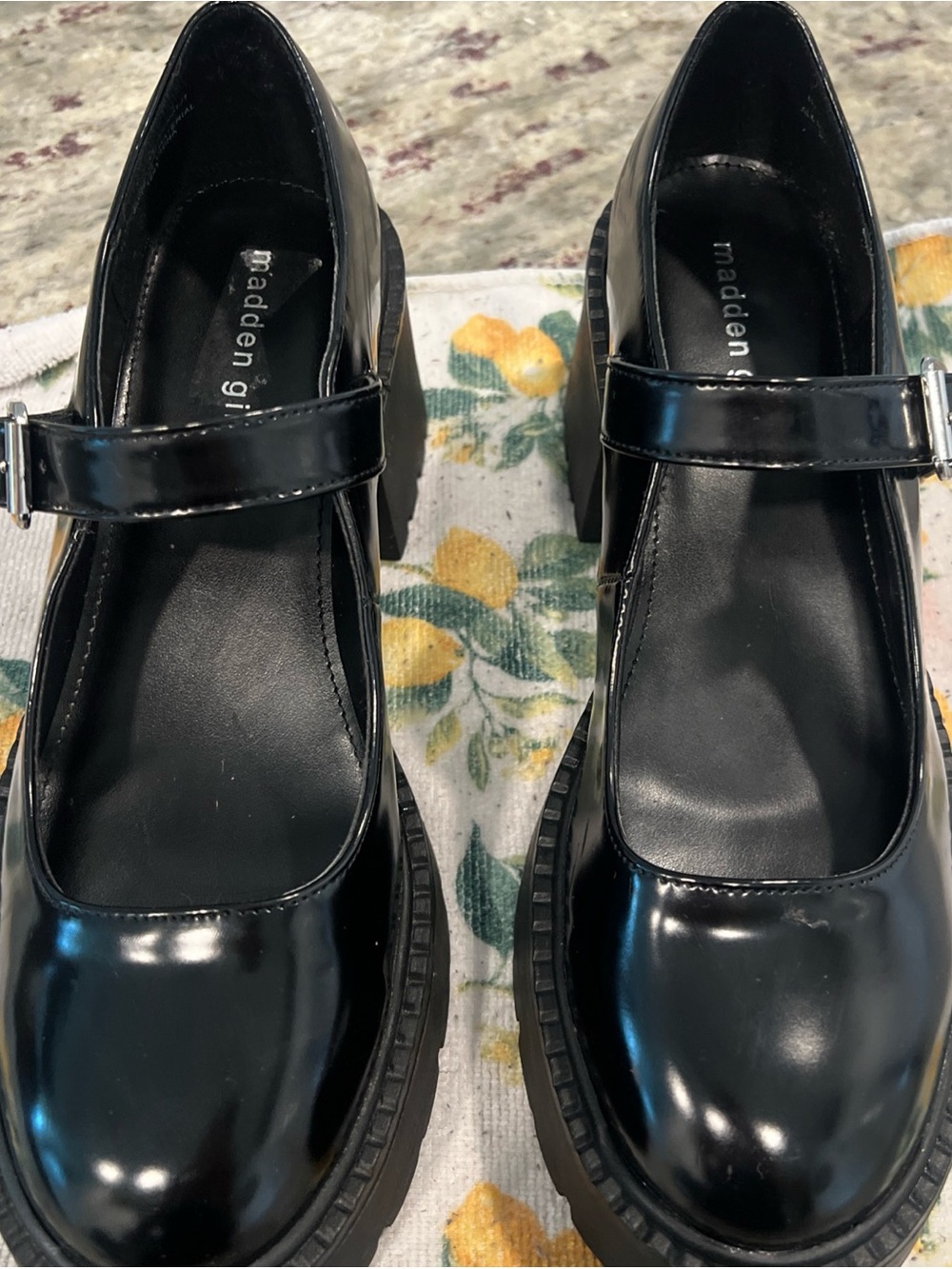 Madden Girl Black Patent Mary Jane Chunky Platform
